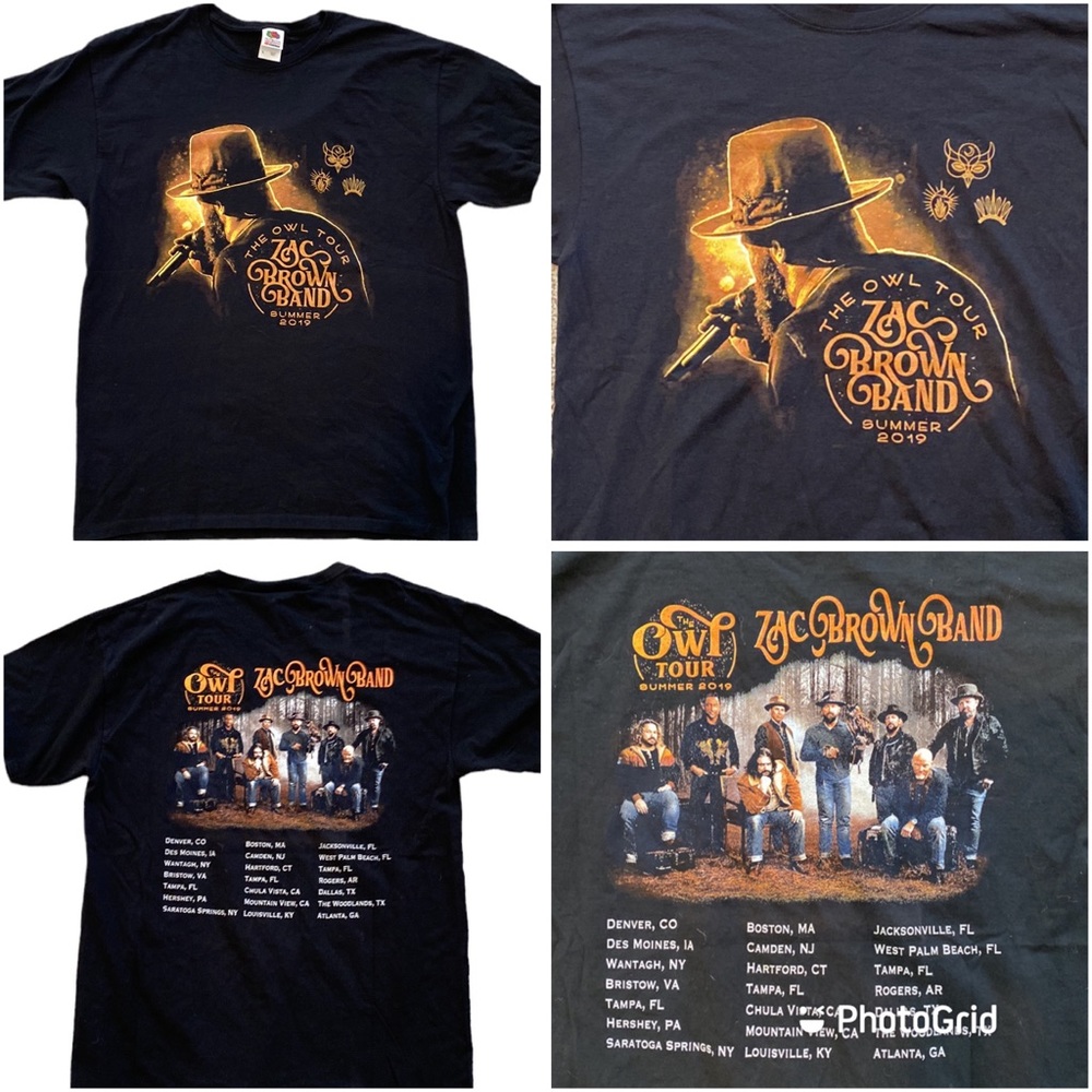 Zac Brown Band The Owl Tour Summer 2019 Concert Black Short Sleeve Womens Large